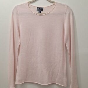 Jones New York Light Pink Extra Fine Merino Wool Long Sleeve Top Size M